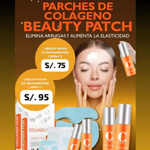 BEAUTY PACH™  LÁMINAS DE COLÁGENO HIDROLIZADO + SPRAY VITAMINA C GRATIS